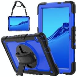 Voor Huawei MediaPad T5 Schokbestendige Kleurrijke Siliconen + PC Beschermhoes met Houder & Schouderriem > Handriem (Zwart Blauw)