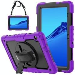 Voor Huawei MediaPad T5 schokbestendige kleurrijke siliconen + pc beschermende behuizing met houder & schouderriem & handriem (paars)