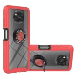 For Xiaomi Poco X3 NFC Starry Sky Solid Color Series Shockproof PC + TPU Protective Case with Ring Holder & Magnetic Function(Red)