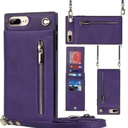 Cross-Body Zipper Square TPU + PU Back Cover Case met Houder & Card Slots & Wallet & Strap voor iPhone 8 Plus / 7 Plus