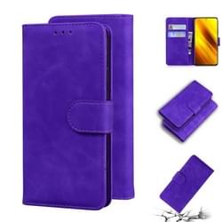 Voor Xiaomi Poco X3 NFC Skin Feel Pure Color Flip Leather Phone Case (Purple)