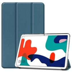 Voor Huawei MatePad 10.4 Custer Pattern Pure Color Tablet Horizontale Flip Lederen behuizing met drie vouwbare houder & slaap / Wake-up Functie(Donkergroen)