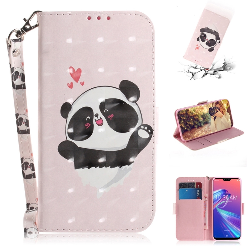 3D gekleurde tekening hart Panda patroon horizontale Flip lederen case voor ASUS Zenfone Max Pro (m2) ZB631KL met houder & kaartsleuven & portemonnee