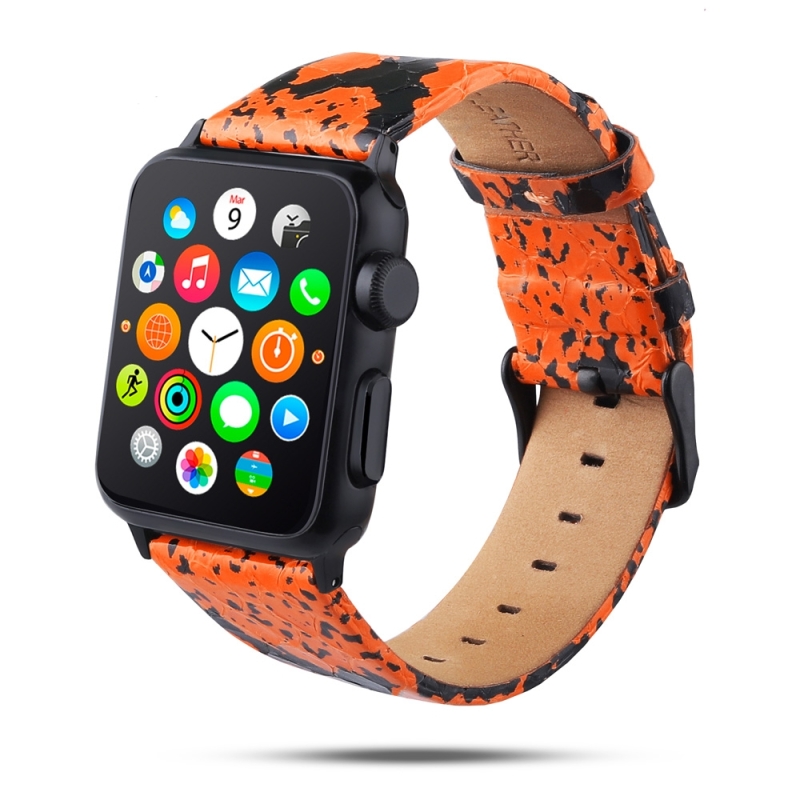 Snake Skin textuur top-nerf leder band voor Apple Watch serie 4 40mm & serie 3 & 2 & 1 38mm (oranje)