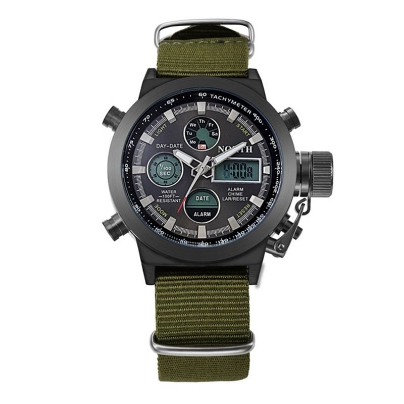 6022 Noord mannen mode Nylon riem kalender Display Sport slimme digitale Quartz Watch(Black)