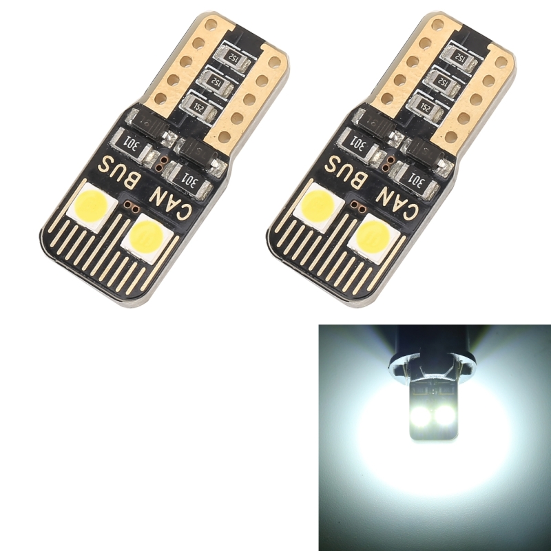 2 stuks T10/W5W/168/194 DC12V/1.6 W/6000K/130LM 4LEDs SMD-3030 auto klaring licht met decoder (wit licht)