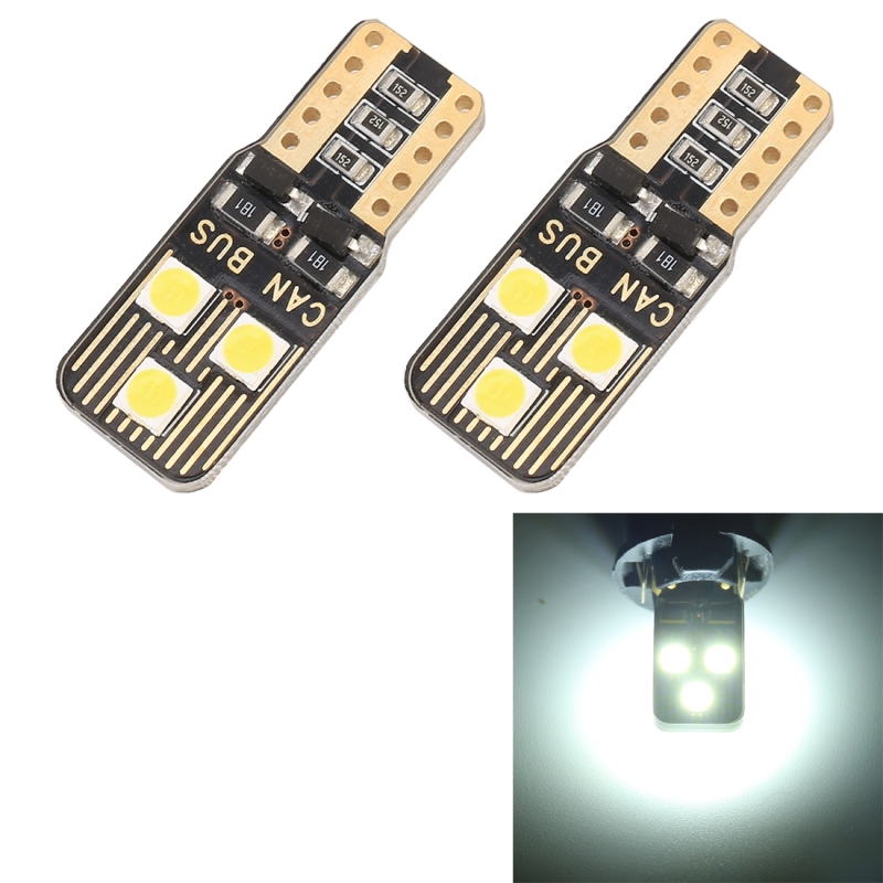 2 stuks T10/W5W/168/194 DC12V/1.6 W/6000K/110LM 6LEDs SMD-3030 auto klaring licht met decoder (wit licht)