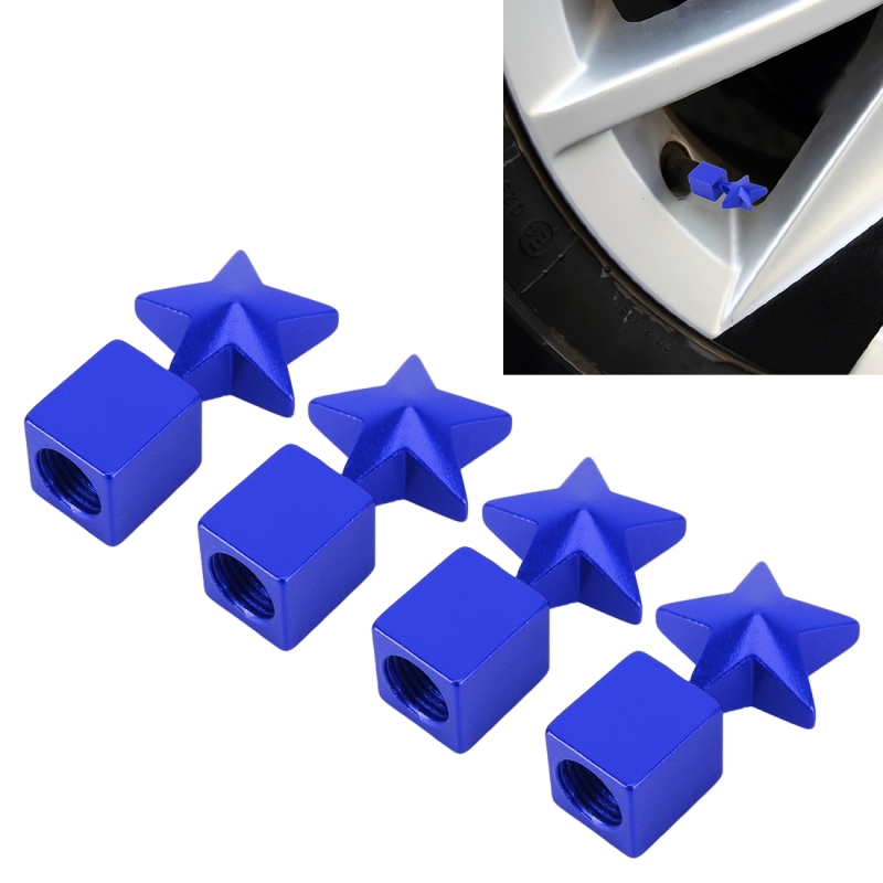 4 STKS stervorm Gasdop mondstuk cover Tire Cap auto Tire Valve Caps (blauw)