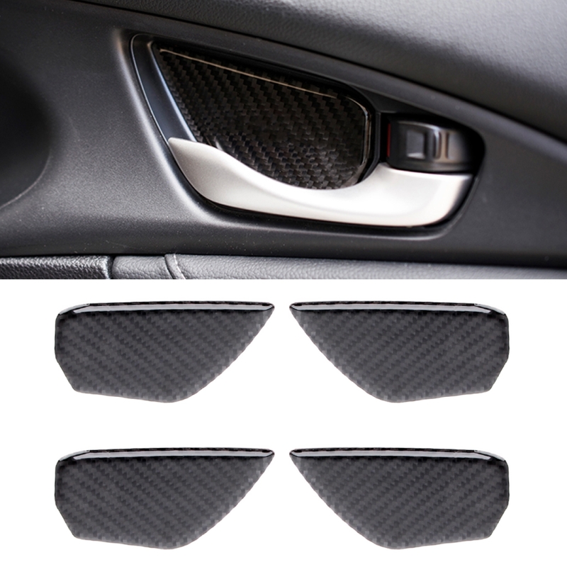 Carbon Fiber binnendeur handvat Bowl cover trim Decals decoratieve sticker voor Honda Civic 10e gen