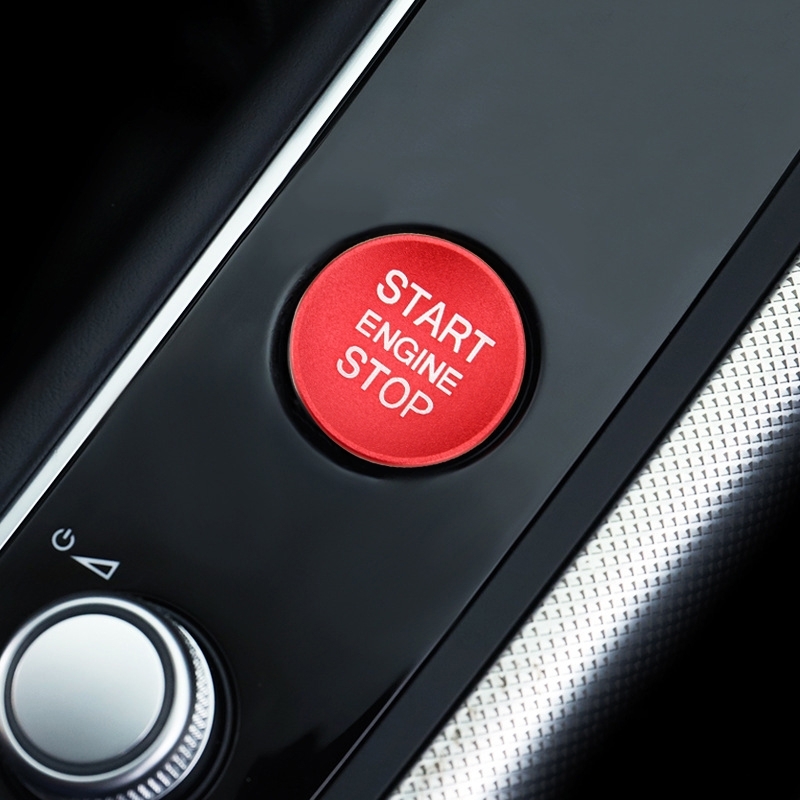 Auto motor start Key drukknop cover trim aluminiumlegering sticker decoratie voor Audi (rood)