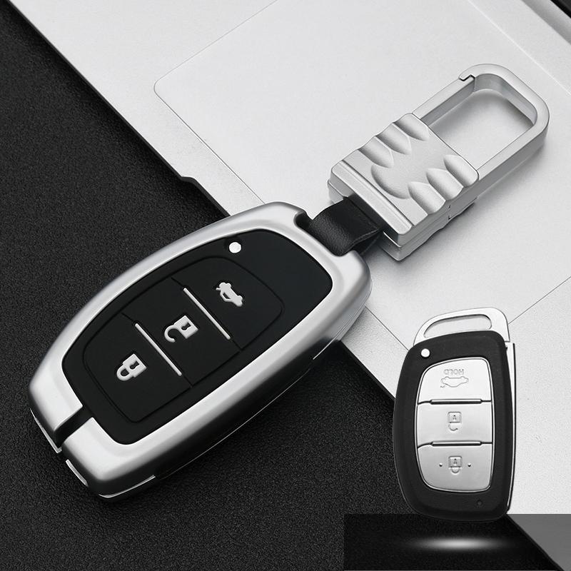 Auto Luminous All-inclusive Zink Alloy Key Beschermhoes Sleutel Shell voor Hyundai A Style Smart 3-knop (Zilver)