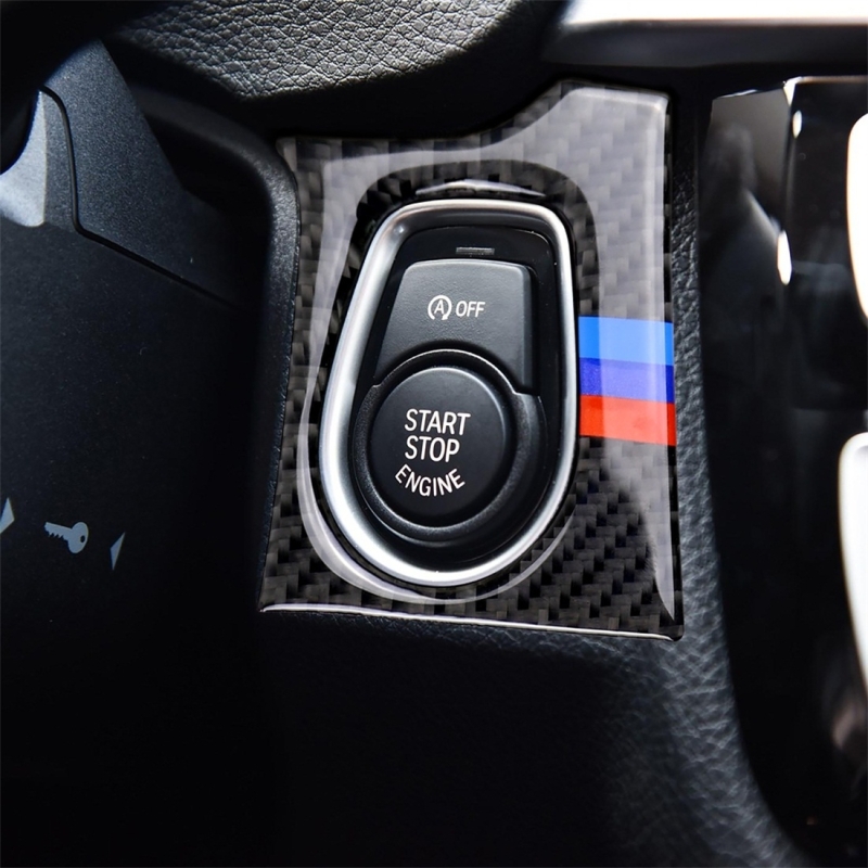 Driekleur Carbon Fiber autosleutel gat decoratieve sticker voor BMW F30 2013-2018/F34 2013-2017