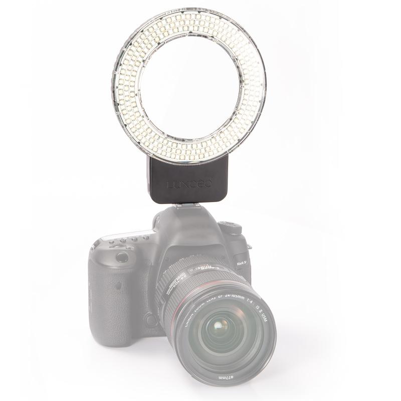 LUXCeo P01 3000K-6000K ringlicht aan de camera Licht Selfie Soft Light Video Photography Studio Light (Zwart)