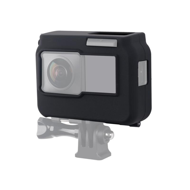 Voor Insta360 One R Panoramic Camera met Frame Shockproof Siliconen Beschermhoes (Zwart)