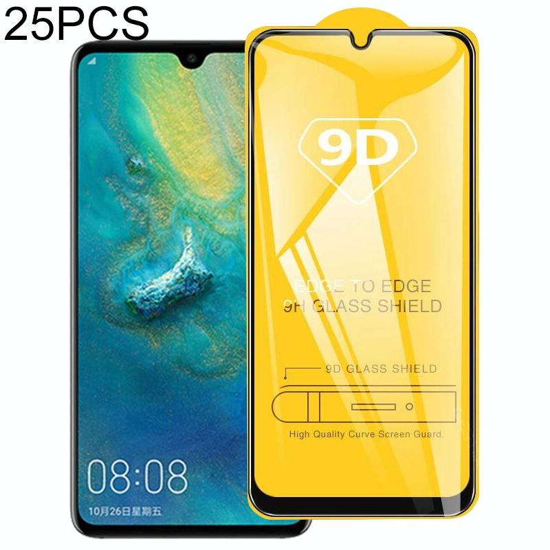 25 stuks 9D volledige lijm volledig scherm gehard glas film voor Huawei Honor 20i