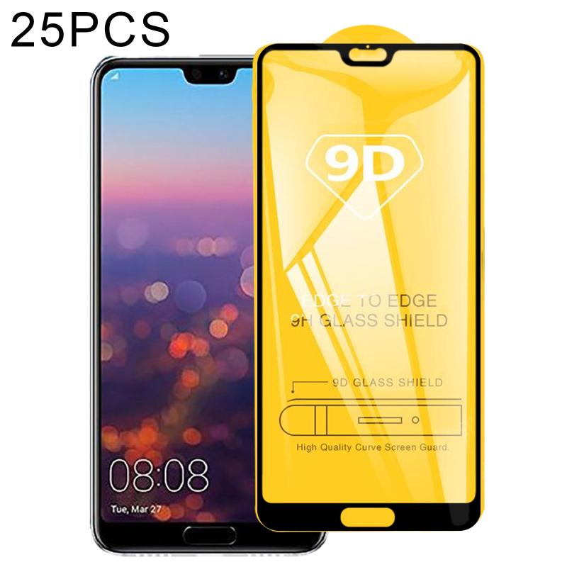 25 stuks 9D volledige lijm volledig scherm gehard glas film voor Huawei P20 Pro