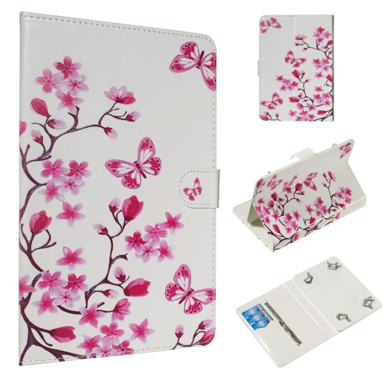 Voor 10 inch universele Tablet PC gekleurde tekening patroon horizontale Flip PU lederen draagtas met houder & kaartsleuven (Butterfly Love Flower)