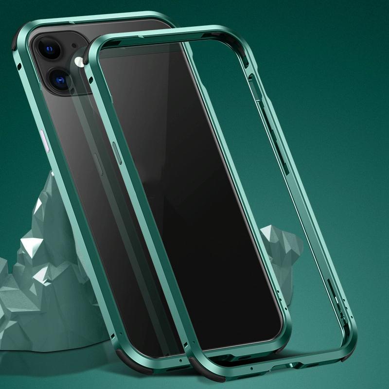 Schokbestendig metalen beschermframe voor iPhone 12 / 12 Pro(Groen)