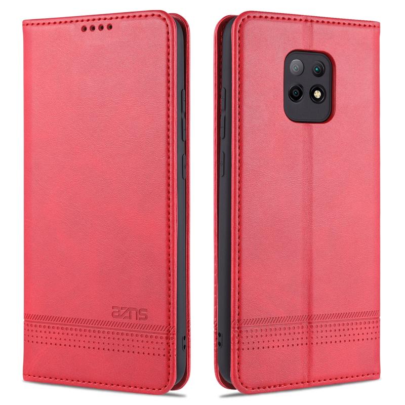 Voor Xiaomi Redmi 10X 5G AZNS Magnetic Calf Texture Horizontale Flip Lederen case met kaartslots & portemonnee(rood)