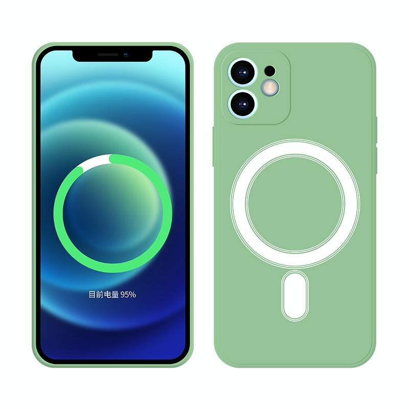 Siliconen volledige dekking Schokbestendige Magsafe Case voor iPhone 12 Pro(Groen)