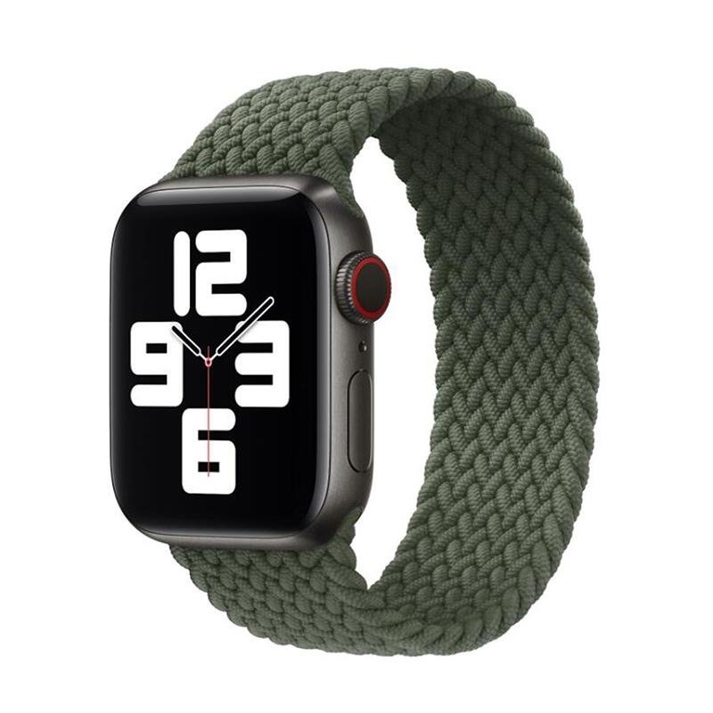 Nylon Single-turn Gevlochten horlogeband voor Apple Watch Series 6 & SE & 5 & 4 44mm / 3 & 2 & 1 42mm Lengte:L 170mm(Olijfgroen)