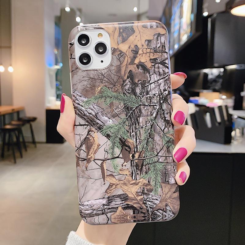 Schokbestendige IMD Camouflage TPU beschermhoes voor iPhone 12 Pro Max (Gevallen bladeren)