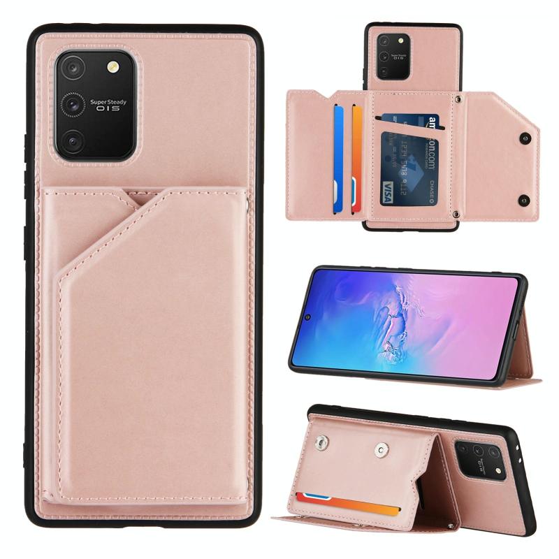 Voor Samsung Galaxy M80s & A91 Skin Feel PU + TPU + PC Back Cover Shockproof Case met Card Slots & Holder & Photo Frame(Rose Gold)