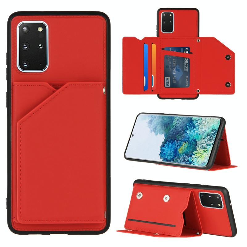 Voor Samsung Galaxy S20+ Skin Feel PU + TPU + PC Back Cover Shockproof case met Kaartslots & Houder & Photo Frame(Red)