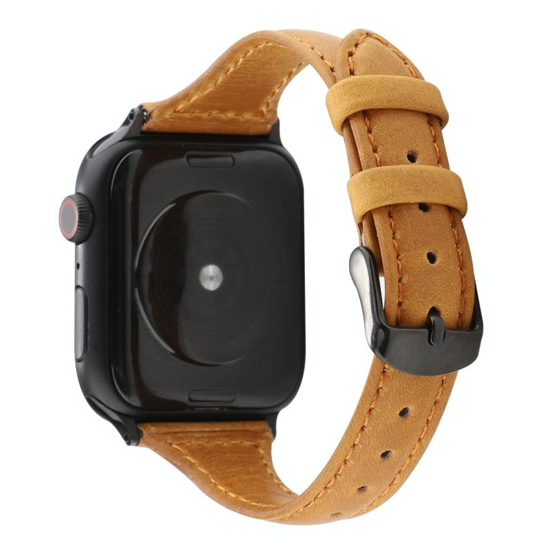 Voor Apple Watch Series 5 & 4 40mm/3 & 2 & 1 38mm Crazy Horse textuur lederen riem (licht bruin)