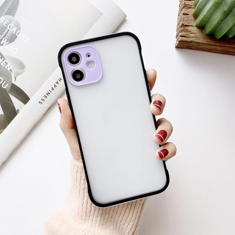 Phantom Contrast Kleur Vier hoeken schokbestendige beschermhoes voor iPhone 12 Pro (Paars)