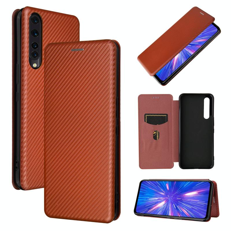 Voor Rakuten Big Carbon Fiber Texture Magnetic Horizontal Flip TPU + PC + PU Leather Case met kaartsleuf(Bruin)