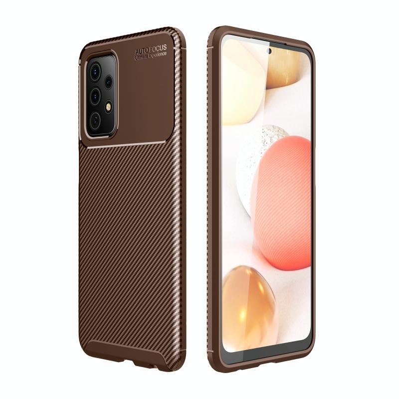 Voor Samsung Galaxy A72 5G Carbon Fiber Textuur Schokbestendige TPU Case(bruin)