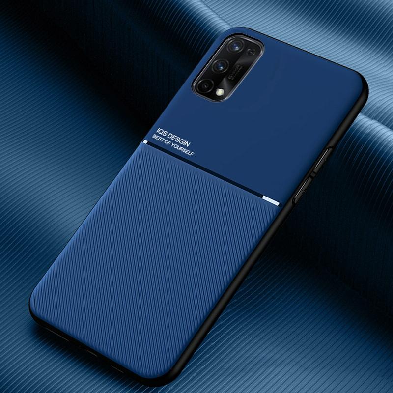 Voor OPPO Realme 7 Pro Classic Tilt Strip Grain Magnetische Schokbestendige PC + TPU Case (Blauw)