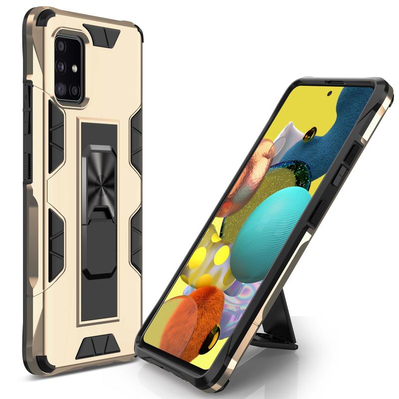 Voor Samsung Galaxy A71 5G Soldier Armor Shockproof TPU + PC Magnetic Protective Case met Holder(Gold)