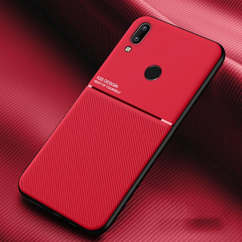 Voor Huawei Geniet van 9 Plus Classic Tilt Strip Grain Magnetic Shockproof PC + TPU Case(Red)