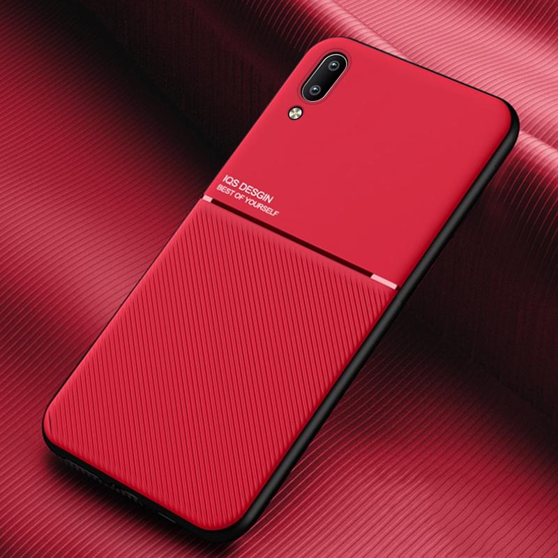 Voor Huawei Geniet van 9 Classic Tilt Strip Grain Magnetic Shockproof PC + TPU Case(Red)