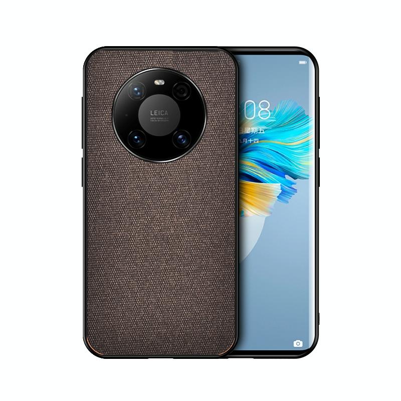 Voor Huawei Mate 40 Pro+ Schokbestendige Splicing PU + Doek beschermhoes (Mercerized Brown)