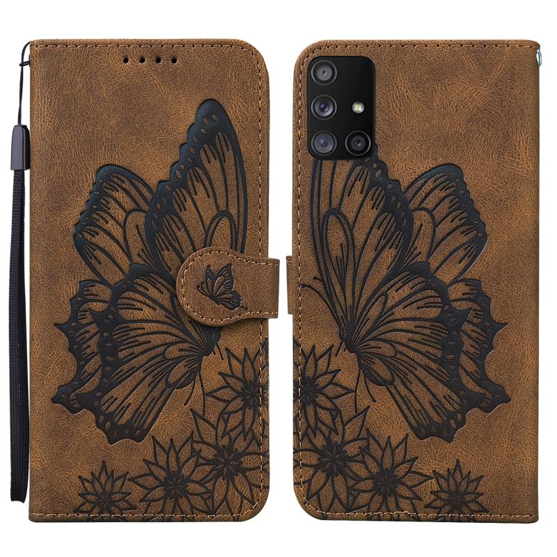 Voor Samsung Galaxy A71 Retro Skin Feel Butterflies Embossing Horizontal Flip Leather Case with Holder & Card Slots & Wallet(Brown)