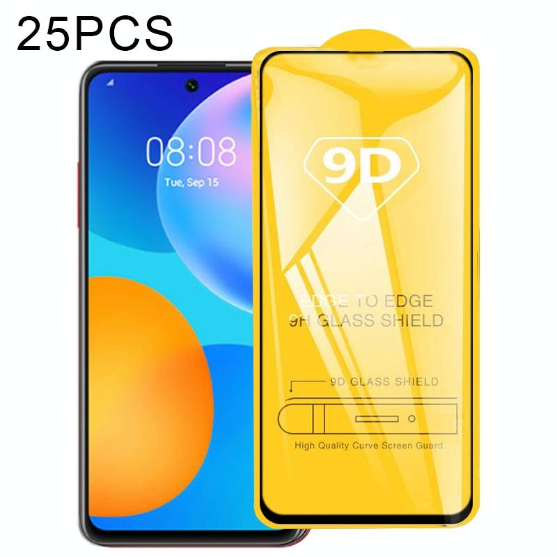 Voor Huawei P Smart 2021 25 PCS 9D Full Glue Full Screen Tempered Glass Film