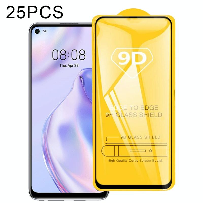 Voor Huawei P40 Lite 5G 25 PCS 9D Full Glue Full Screen Tempered Glass Film