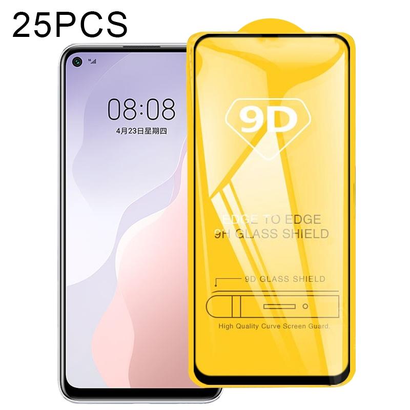 Voor Huawei Nova 7 SE 25 PCS 9D Full Glue Full Screen Tempered Glass Film