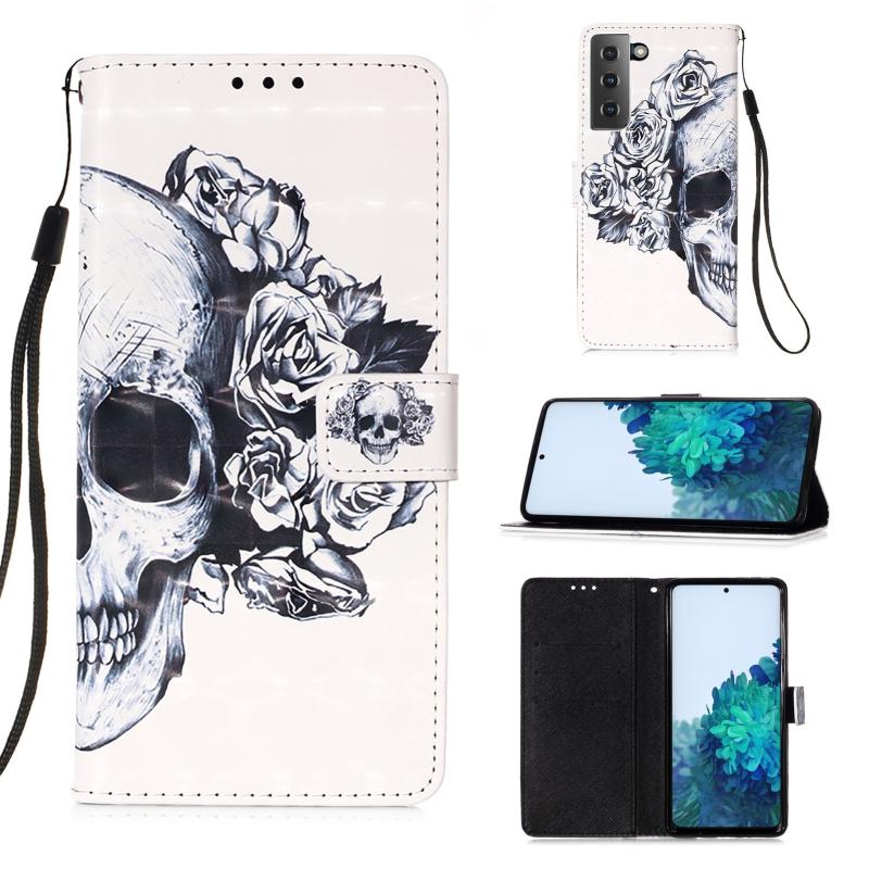 Voor Samsung Galaxy 21 5G 3D Painting Horizontale Flip Lederen Case met Holder & Card Slot & Wallet & Lanyard(Skull)