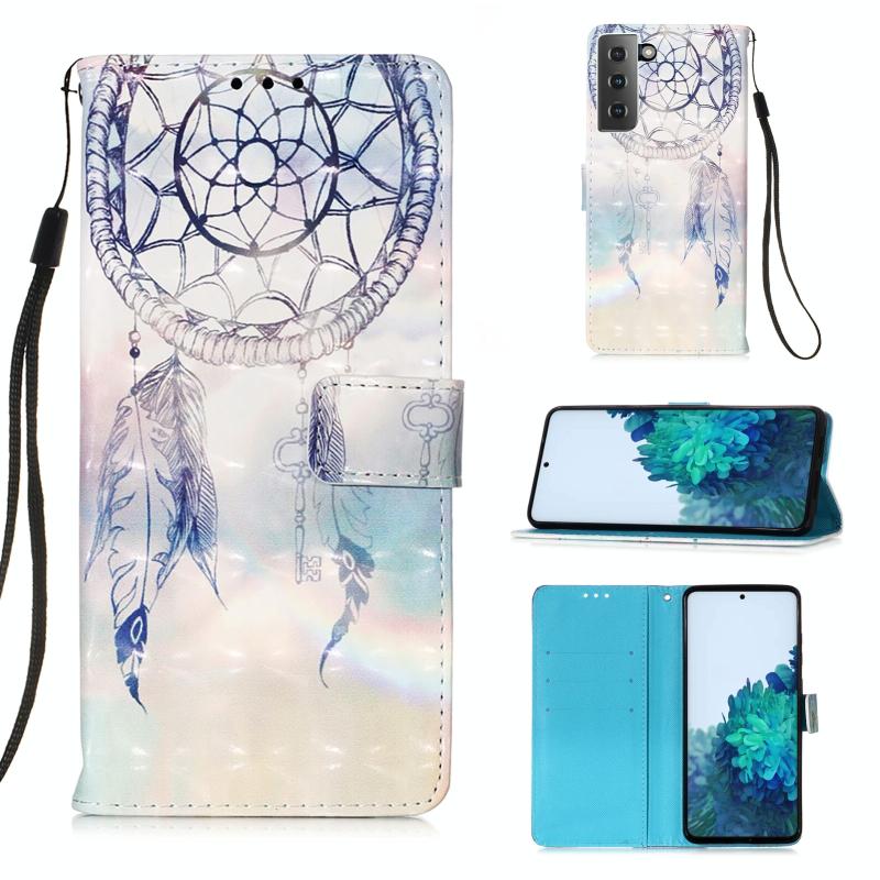 Voor Samsung Galaxy 21 5G 3D Painting Horizontale Flip Lederen case met Holder & Card Slot & Wallet & Lanyard(Fantasy Wind Chimes)