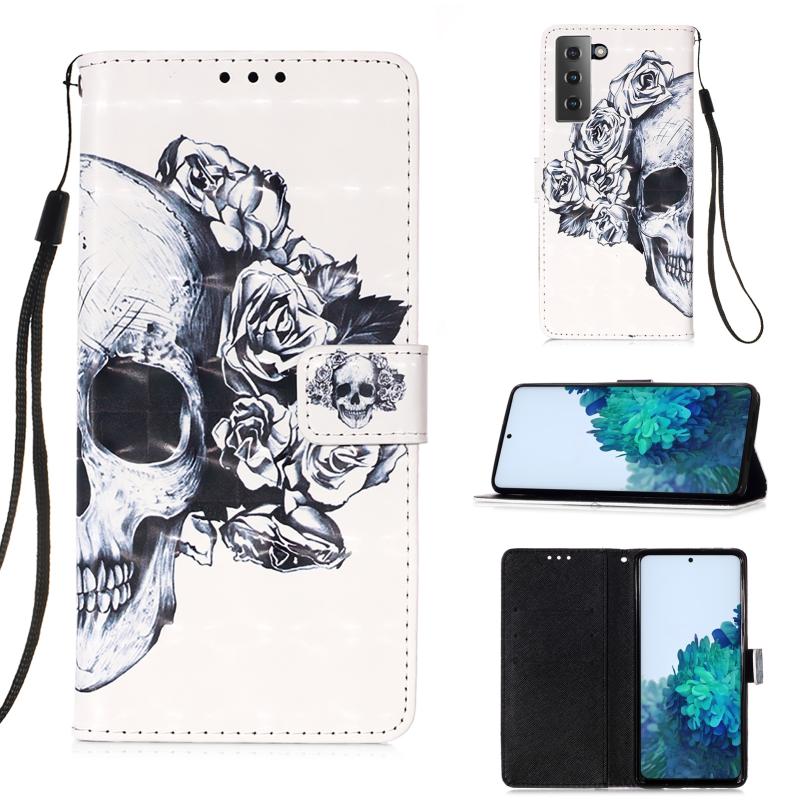 Voor Samsung Galaxy 21+ 5G 3D Painting Horizontale Flip Lederen Case met Holder & Card Slot & Wallet & Lanyard(Skull)