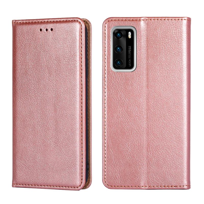 Voor Huawei P40 PU + TPU Gloss Oil Solid Color Magnetic Horizontal Flip Leather Case met Holder & Card Slot & Wallet(Rose Gold)