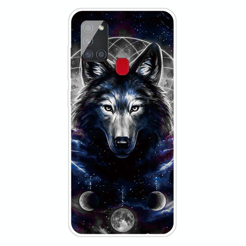 Voor Samsung Galaxy A21s Shockproof Painted Transparent TPU Protective Case (Magic Wolf)