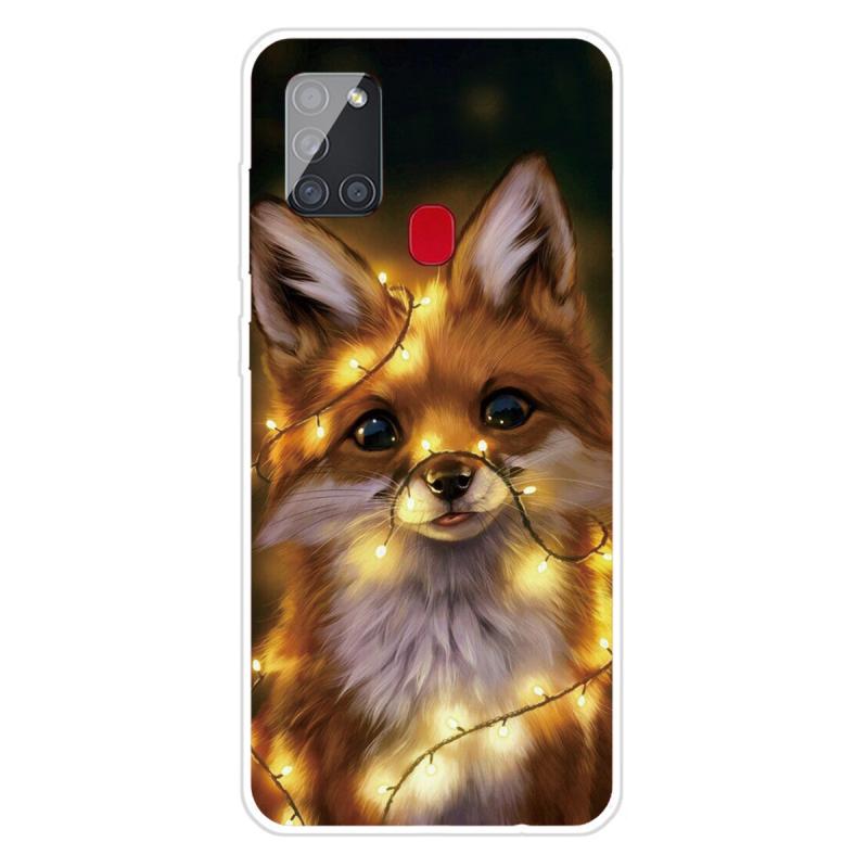 Voor Samsung Galaxy A21s Shockproof Painted Transparent TPU Protective Case (Bulb Fox)