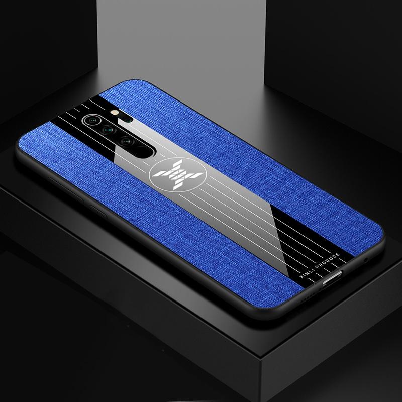 Voor Xiaomi Redmi Note 8 Pro XINLI stiksels doek textuur schokbestendig TPU beschermhoes (blauw)