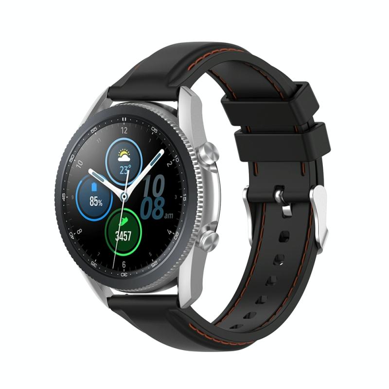 Voor Samsung Galaxy Watch 3 45mm / Gear S3 22mm Silicone Replacement Strap Watchband (Zwart)
