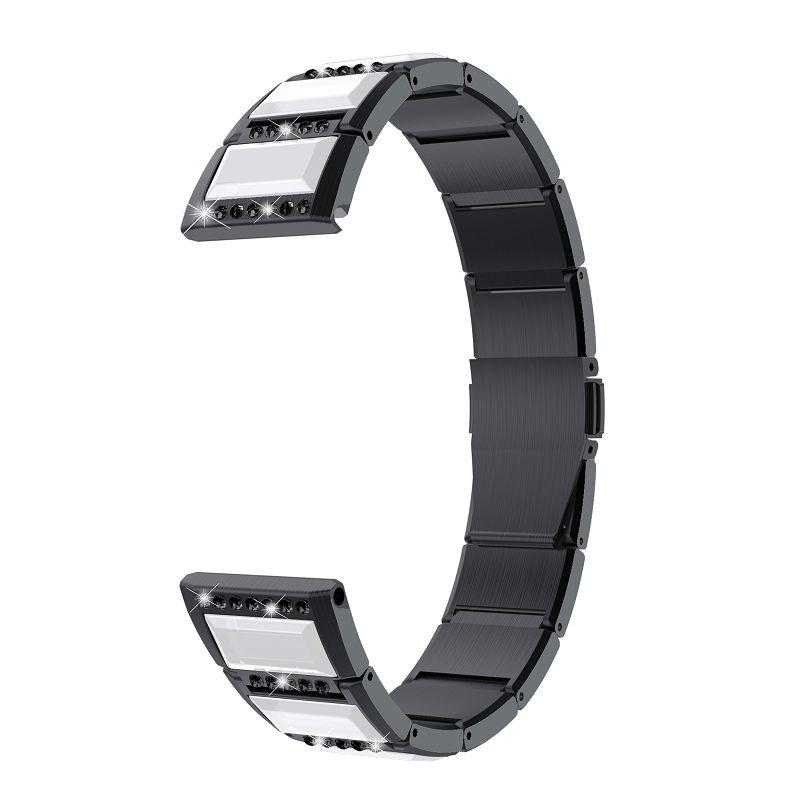 Voor Samsung Galaxy Watch Active2 44mm / Watch Active2 40mm / Watch Active Stainless Steel Diamond Encrusted Replacement Watchbands (Zwart+Wit)